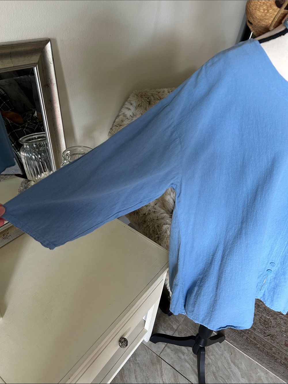 Focus casual life 100% cotton blue XL lagenlook coastal Boho Beachy tunic top - Picture 4 of 12